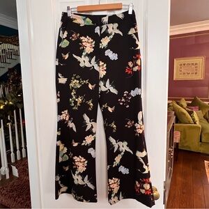 RaRa Avis by Iris Apfel size 4 black crane print pants women’s p274